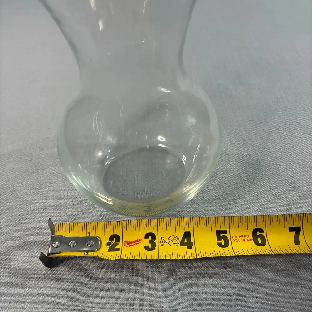 Clear Glass Flower Vase 7 Inch Flared Rim Bulbous Round Base Floral Centerpiece